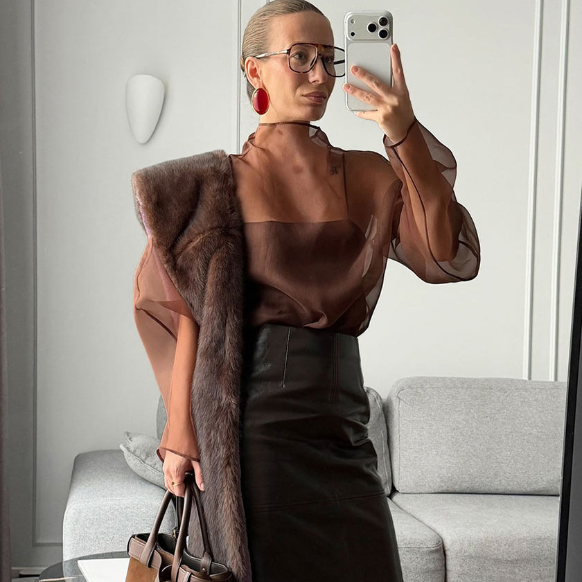 Sexy Sheer Mesh Long-Sleeve Shirt