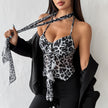 Women’s Leopard Print Halter Cami Top with Built-in Pads – Sexy Backless Summer Crop Top