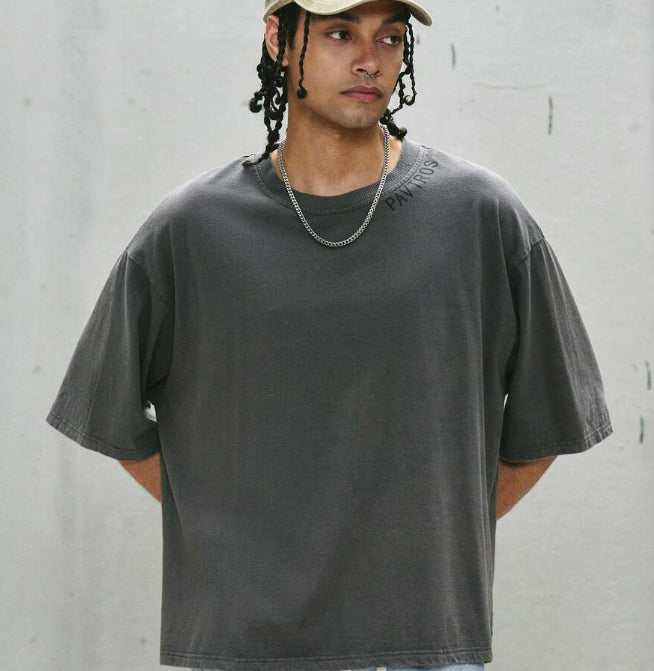 Men’s Washed Letter Print Short Sleeve T-Shirt – Casual Vintage Graphic Tee for Men