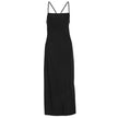 Fashion Back Lace-up Sleeveless Slim-fit Sexy Pure Black Sheath Suspender Dress