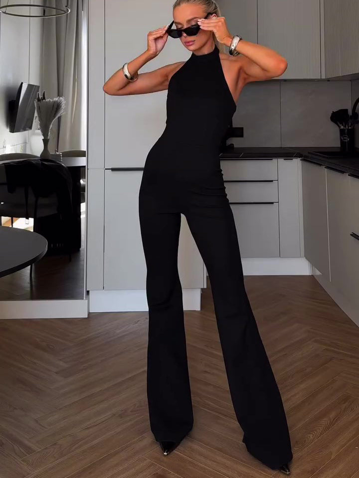 Black Halter Sleeveless Jumpsuit