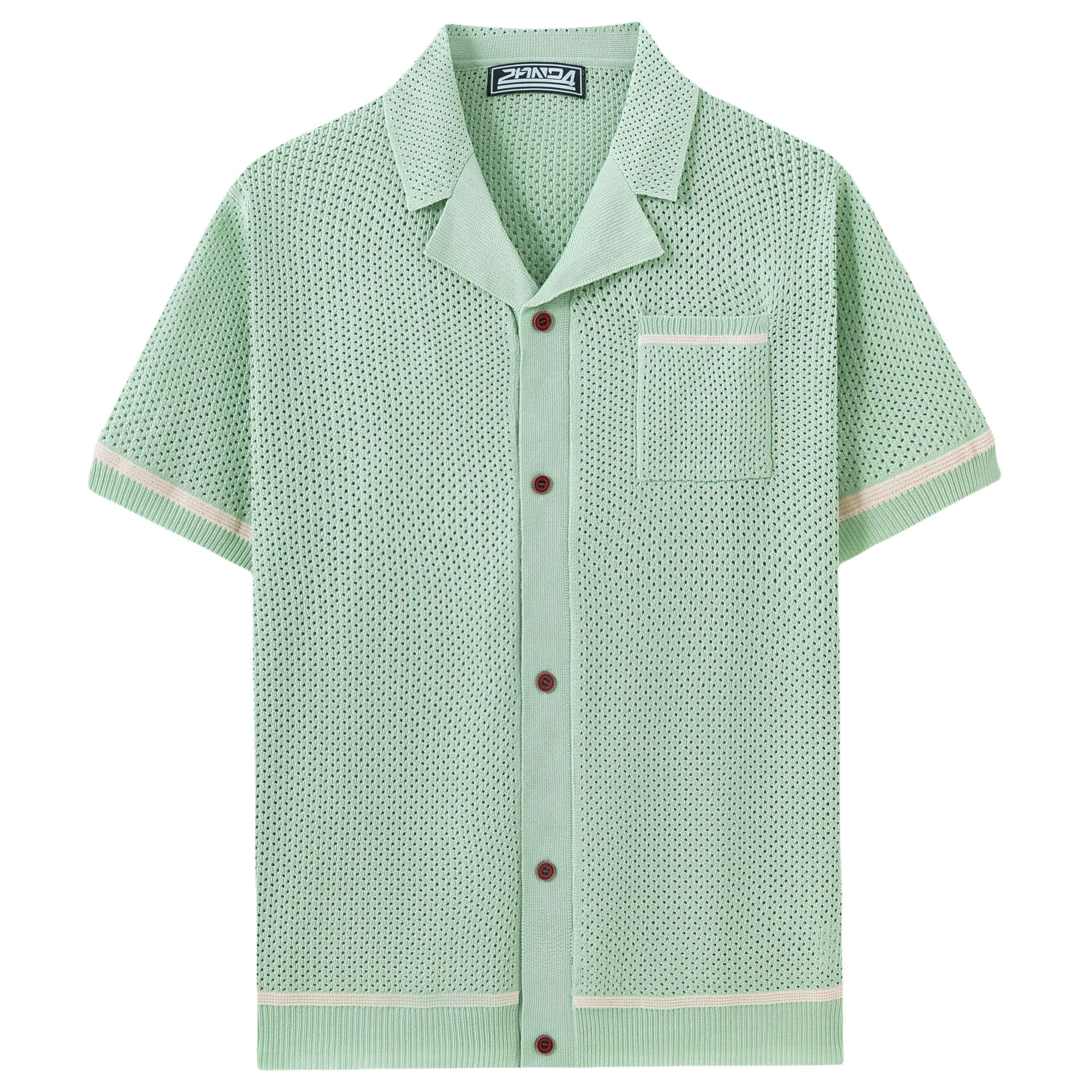 Men’s Summer Hollow-Out Knit T-Shirt – Breathable Casual Short Sleeve Top