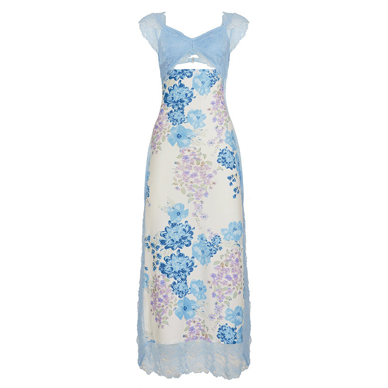 Women’s French Style Lace Patchwork Bodycon Dress – Sexy Printed Slim Fit Party Club Dress