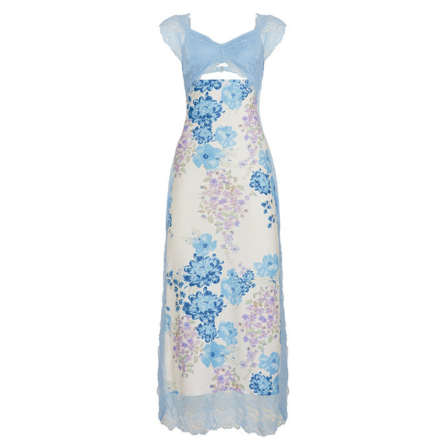 Women’s French Style Lace Patchwork Bodycon Dress – Sexy Printed Slim Fit Party Club Dress
