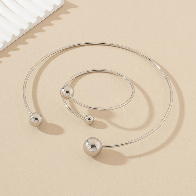 Ball Dislocation Thin Open-end Bangle Bracelet Armband Suit