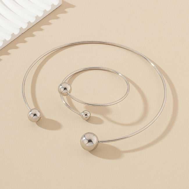 Ball Dislocation Thin Open-end Bangle Bracelet Armband Suit