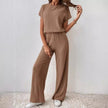 “Women’s Knitted Two-Piece Set – Loose Wide-Leg Pants & Matching Top”