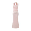 Elegant Strapless Square Neck Bodycon Dress – Pleated Waist Slim Fit Sheath Party & Clubwear for Women
