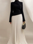 Turtleneck  Top & Contrasting Color Skirt Suit
