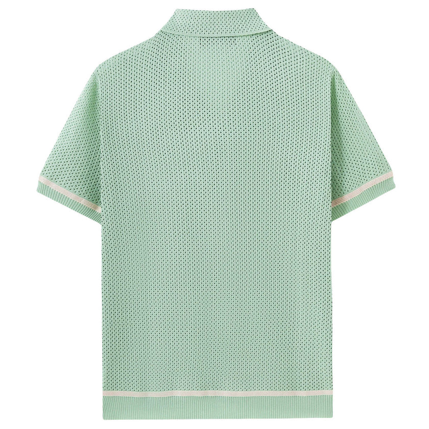 Men’s Summer Hollow-Out Knit T-Shirt – Breathable Casual Short Sleeve Top