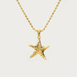 Gold Color Retaining Starfish Necklace Ring Earrings