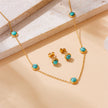 Retro Turquoise Blue Stainless Steel Jewelry Set