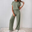 “Women’s Knitted Two-Piece Set – Loose Wide-Leg Pants & Matching Top”