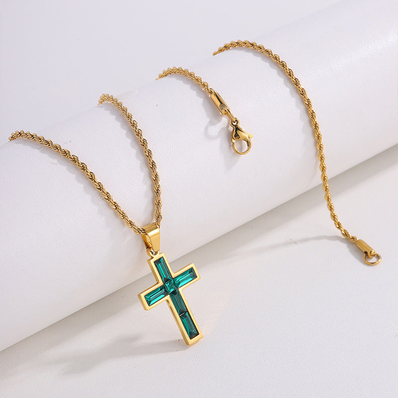 Style Diamond Cross Necklace Unique No Color Fading