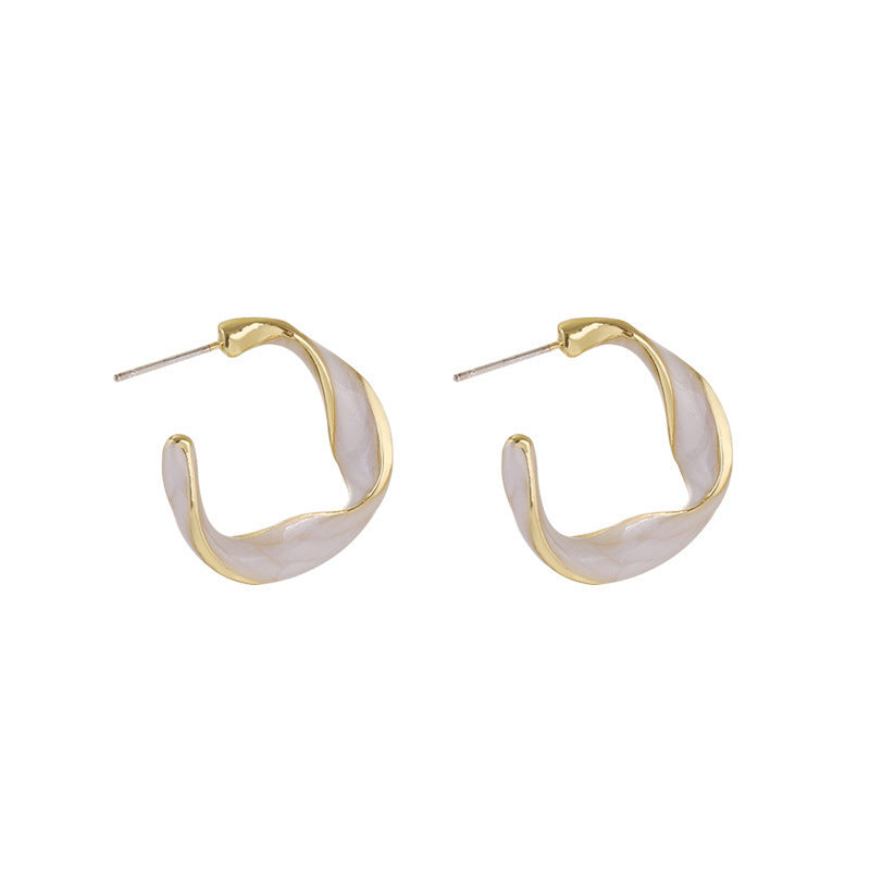 Geometric Distortion Drop Oil Lady C-shaped Earrings