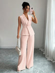 Sleeveless Blazer And Straight-leg Pants Two-piece Set