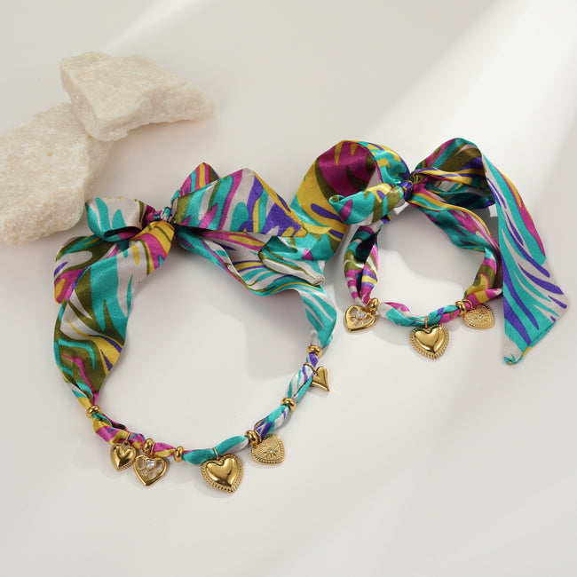 Scarf Vacation Style Love Pendant Necklace Plated Bracelet