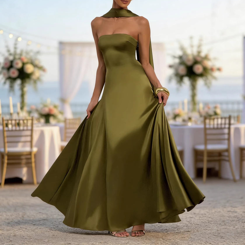 Women’s Backless Strapless Evening Gown – Sexy Slim Fit Maxi Party Dress