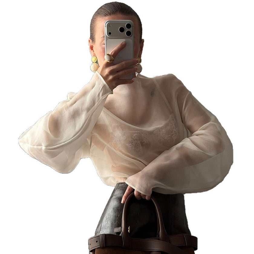 Sexy Sheer Mesh Long-Sleeve Shirt