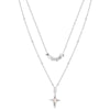 Double Layer Stainless Steel Opal Cross Double-layer Necklace
