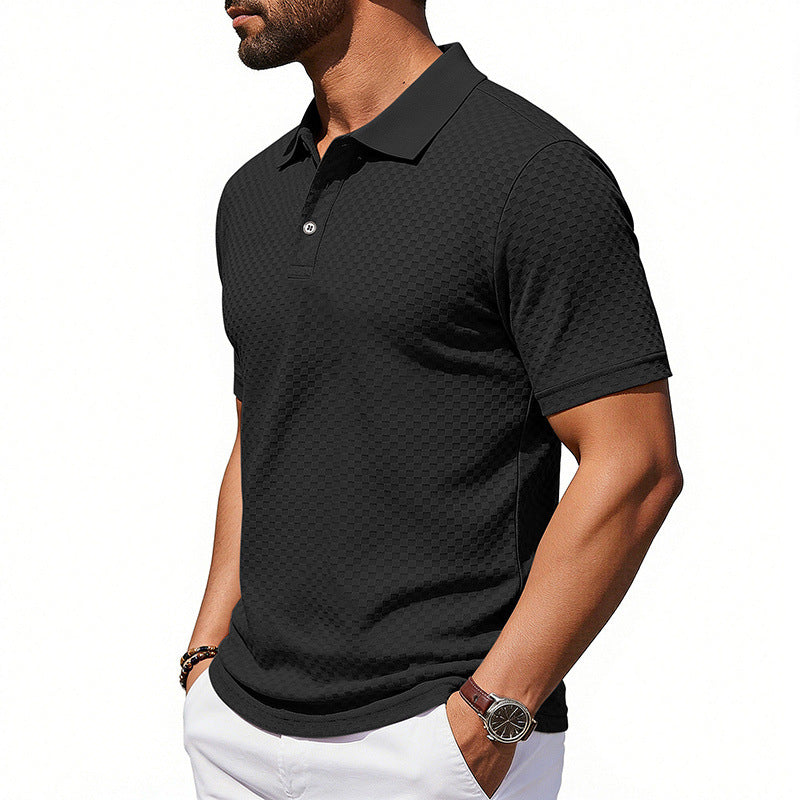 Men’s Plaid Polo Shirt – Breathable Casual Collared Short Sleeve T-Shirt