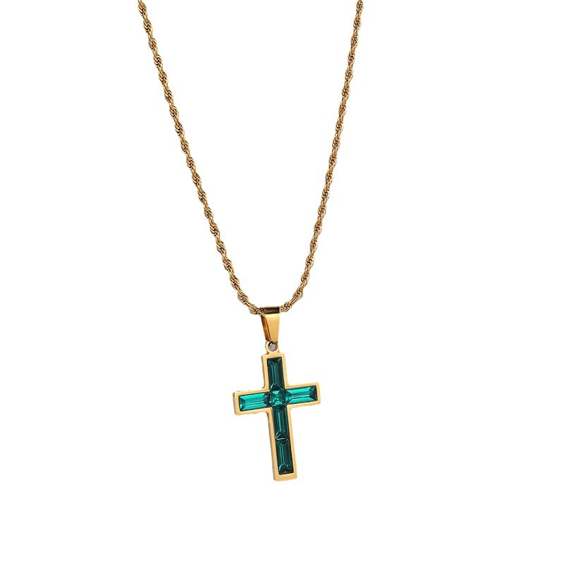 Style Diamond Cross Necklace Unique No Color Fading