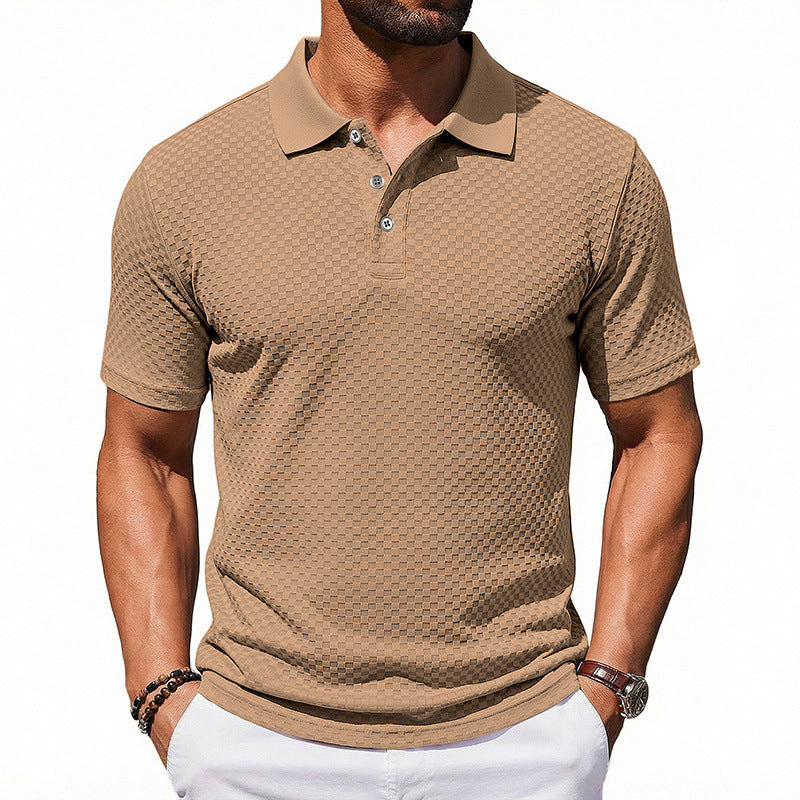 Men’s Plaid Polo Shirt – Breathable Casual Collared Short Sleeve T-Shirt