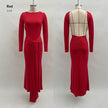 Solid Color Backless Dress for Women – Elegant Long Sleeve Autumn Slim Fit Dress