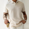 Men’s Textured Polo Shirt – Casual Short Sleeve Collared Summer Top