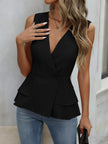 Solid Lace Trim Sleeveless Slim Fit Top