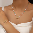Colorful Daisy Bracelet and Necklace Set for Women, Floral Jewelry Set, Cute Everyday Commuter Accessories