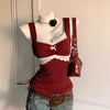 Women’s Lace Trim Bow Vest Top – Slim Fit Waistcoat Style