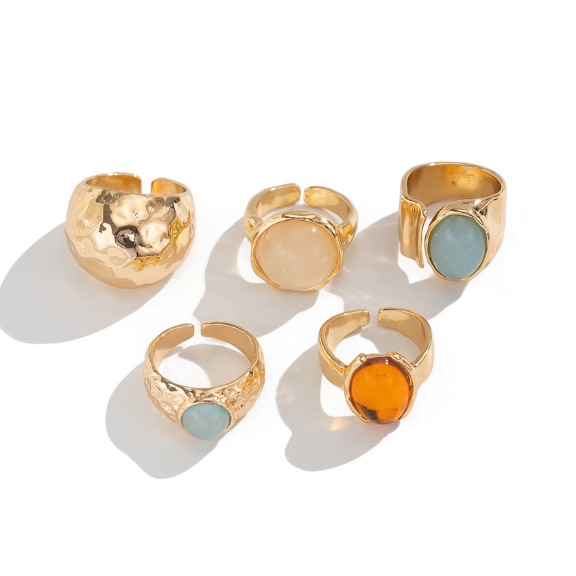 Stacked Gemstone Ring Set For Women