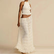 “2-Piece Women’s Summer Dress Set – Sexy Sleeveless Backless Cropped Halter Top & Pleated Long Skirt”