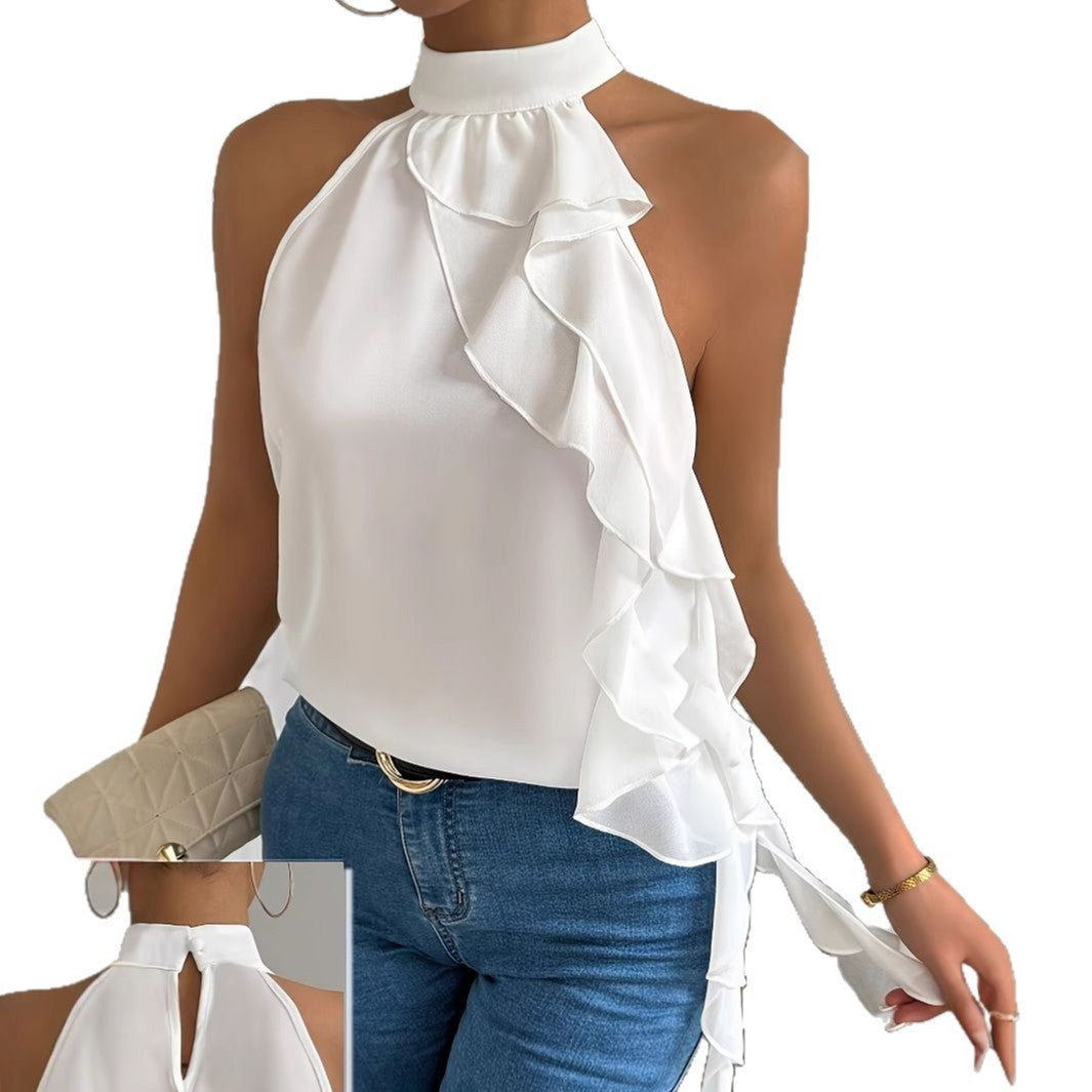 Women’s Boho Style Halter Neck Backless Sleeveless Tank Top
