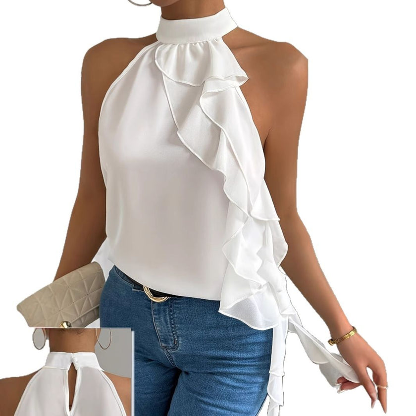 Women’s Boho Style Halter Neck Backless Sleeveless Tank Top