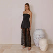 Women Sleeveless Lace Top and Wide Leg Pants Two Piece Outfit Set