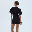 Women’s Crew Neck Half Sleeve Pleated Sheath Dress, Elegant Slim Fit Work Dress