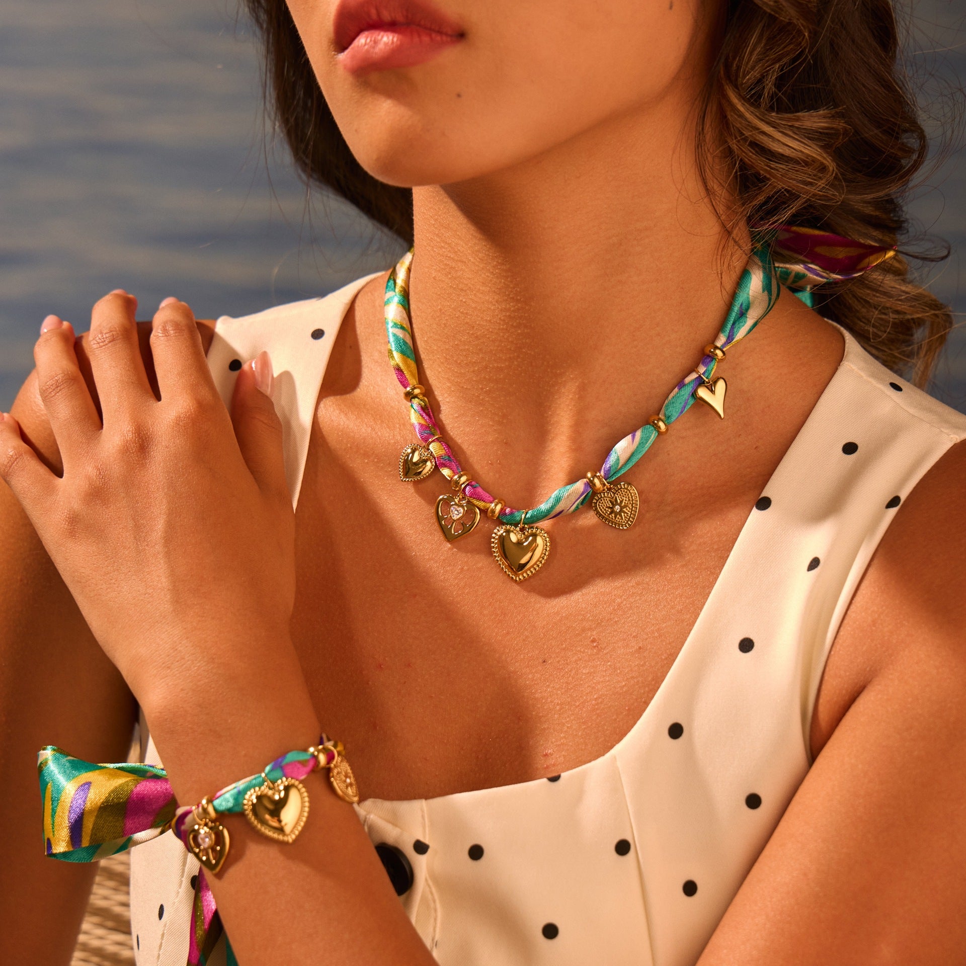 Scarf Vacation Style Love Pendant Necklace Plated Bracelet