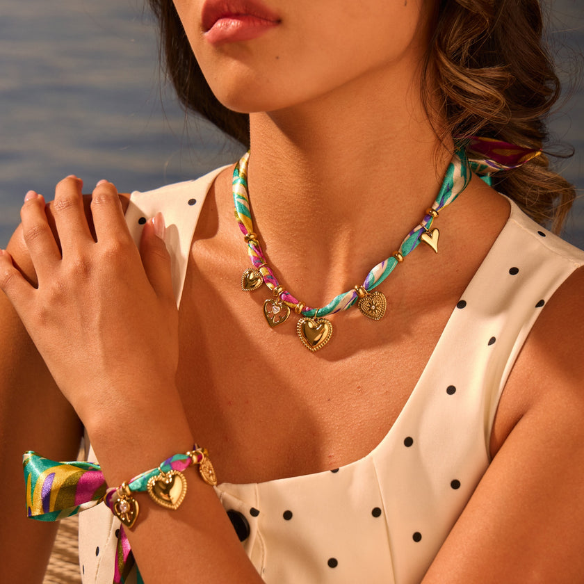 Scarf Vacation Style Love Pendant Necklace Plated Bracelet