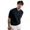 Men’s Ice Silk Striped Knit Shirt – Slim Fit Short Sleeve Summer Top