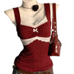 Women’s Lace Trim Bow Vest Top – Slim Fit Waistcoat Style