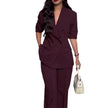 Women’s Stylish V-Neck Blazer Suit – Elegant 2-Piece Office Outfit