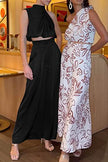 “Women Summer 2-Piece Set – Sleeveless Crop Top & Wide Leg Pants Casual Outfit”
