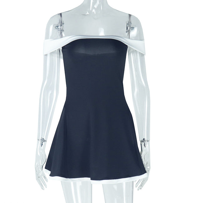 Trend Slash Neck Backless Sweet Girl Chic Ruched Mini Bodycon Streetwear