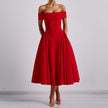 Off-shoulder Sexy One-shoulder Solid-color Dress