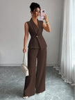 Sleeveless Blazer And Straight-leg Pants Two-piece Set