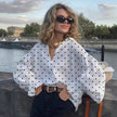 Loose Casual Polka-Dot Shirt With Front Buttons