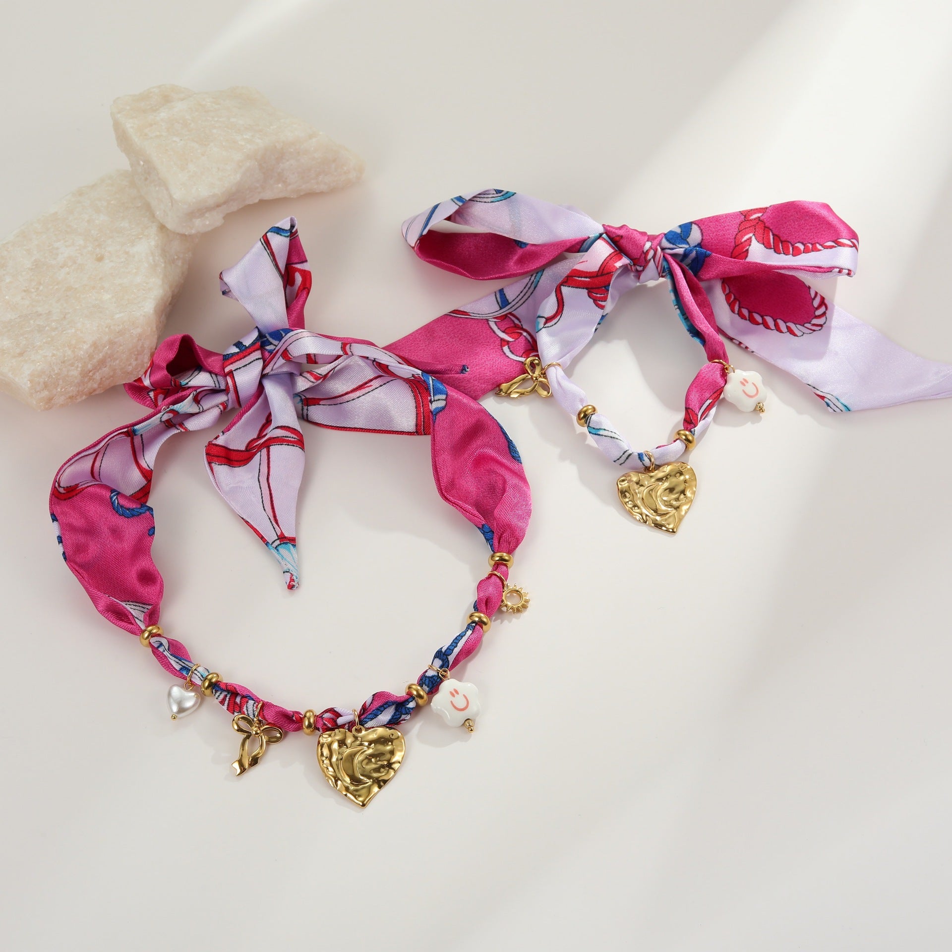 Colorful Silk Scarf Series Love Pendant Necklace