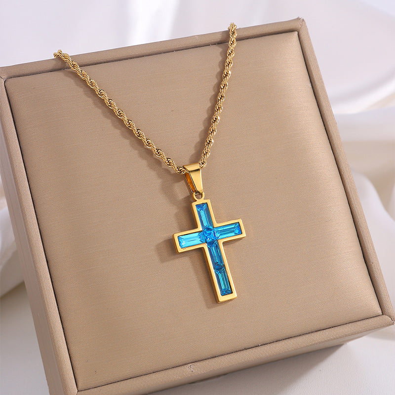 Style Diamond Cross Necklace Unique No Color Fading